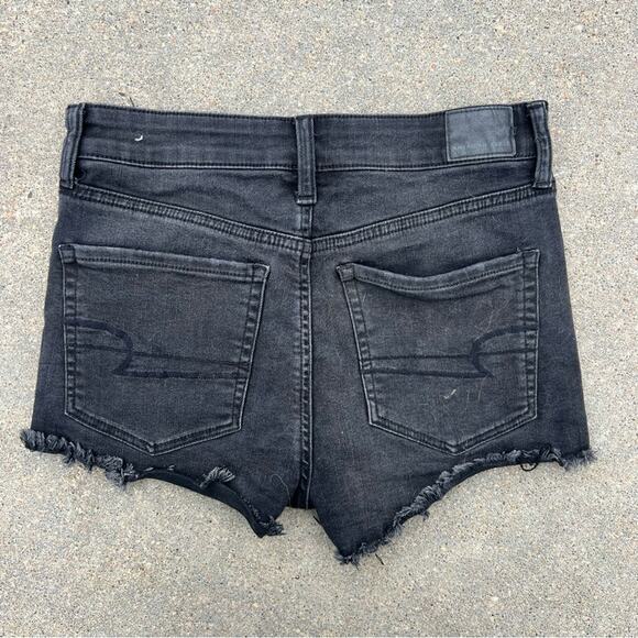 American Eagle Hi Rise Shortie Shorts Black Next Level Stretch - Picture 2 of 5